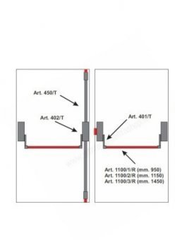 Kit mecanisme antipanica usi 2 canate – inch. 1 pct. pe canat principal – FARA maner ext. si cheie
